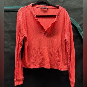 Abercrombie & Fitch Red Ribbed Long Sleeve